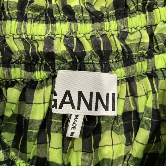 ✨SOLD✨ Ganni Neon Green Checked Top - Picture 7 of 8